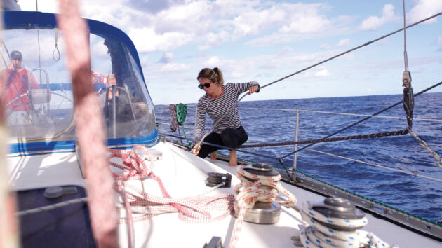 Someone on a yacht