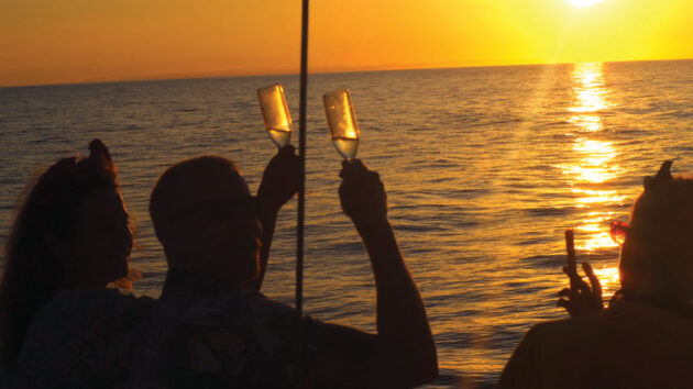 small celebrations on a yacht with champagne