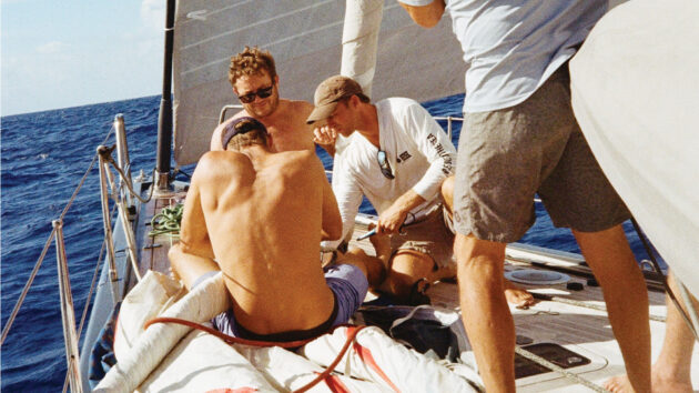 Teamwork on a boat