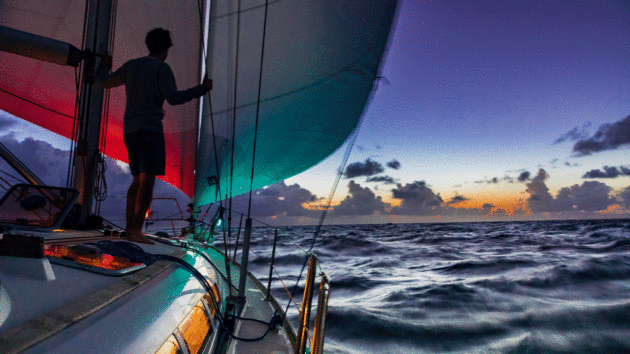 Sailing with a sunset