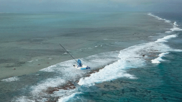 a routing error saw Volvo Race yacht Team Vestas Wind wrecked on charted shoals in the Indian Ocean.