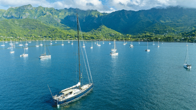 idyllic anchorage of Nuku Hiva in the Marquesas 