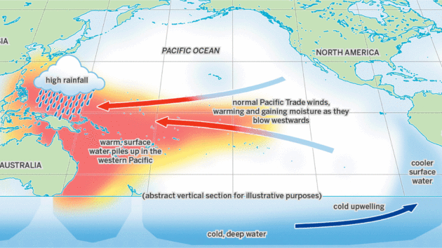 how weather patterns generally manifest across the Pacific during 
a ‘normal’ or neutral year