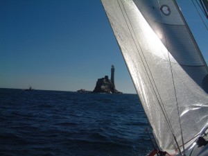 Pete Cooper approaching the Fastnet Rock this year.