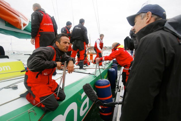 Groupama celebrate breaking course record on Round Britain and Ireland Race