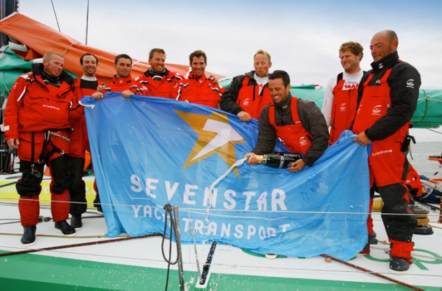 Groupama celebrate breaking course record on Round Britain and Ireland Race