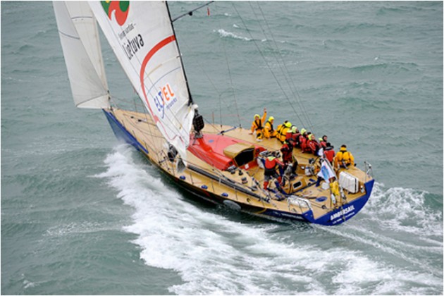 Groupama celebrate breaking course record on Round Britain and Ireland Race