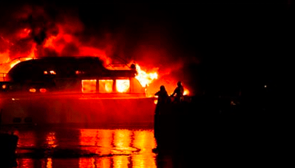 Fire on board motor-cruiser