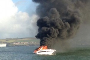 Boat fire in Plymouth