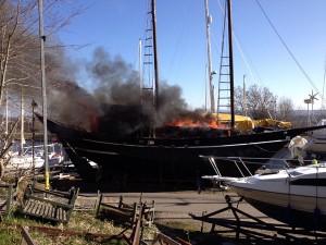 boat fire caley marina