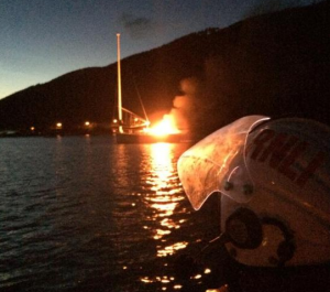 yacht fire