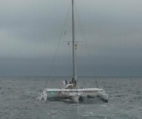 French yacht under tow