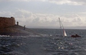 Sinking yacht