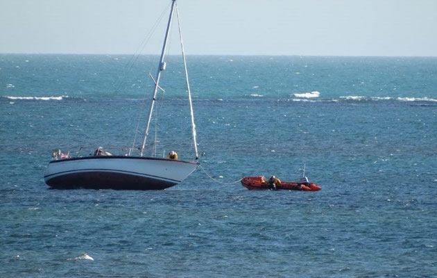 Grounded yacht off Selsey Bill
