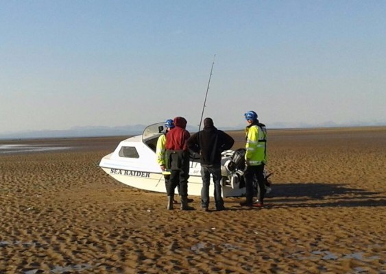 Boat grounded on sandbar