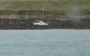 Beached yacht on Lambay Island