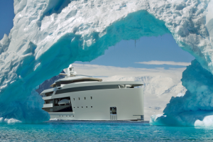 Damen superyacht sailing through ice