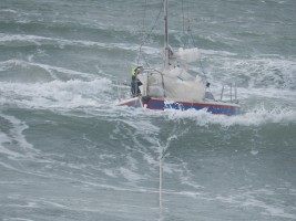 RNLI lifeboat rescues sailboat in Christchurch Bay