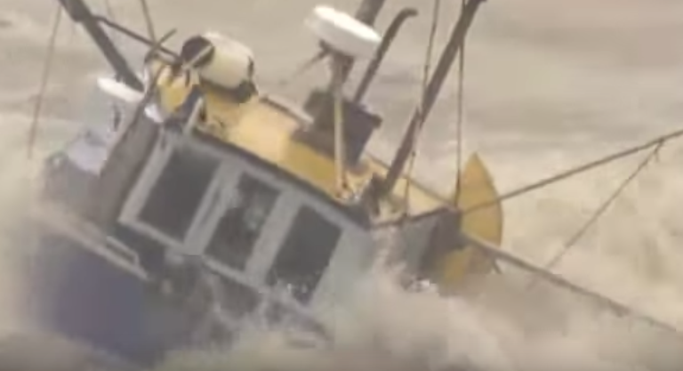 boat hits monster waves