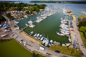 Aerial shot of Birdham marina