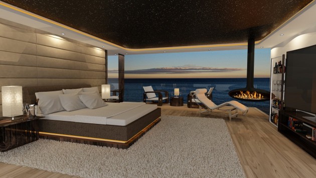 Each cabin has generous views of the ocean