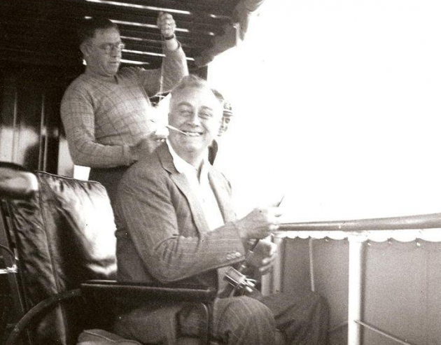 FDR fishing on the Presidential Yacht Sequoia