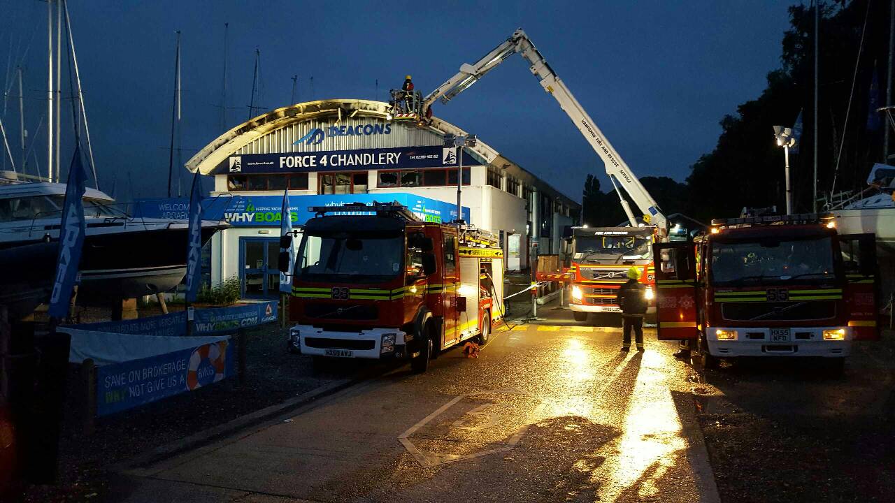 Fire at Deacons Marina Swanwick Bursledon boatyard