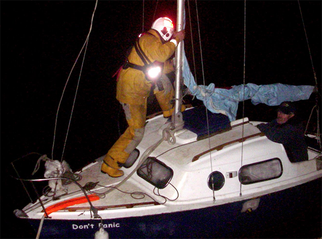 Don't Panic being rescued by Scarborough RNLI