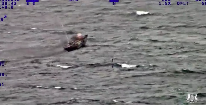 Yacht fire off the coast of Sheltland