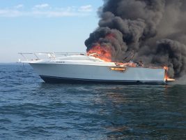 Timothy Lenz's 31 foot motorboat goes up in flames with his wife's ashes on board