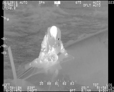 Still of yachtsman rescued by Irish Coast Guard off the coast of Ireland