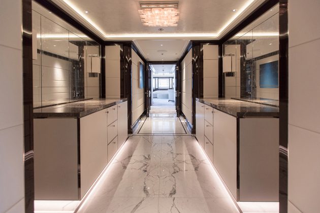 Aquila following her refit at Pendennis Shipyard in Falmouth