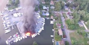 Fire at Patchogue Shores Marina, Long Island