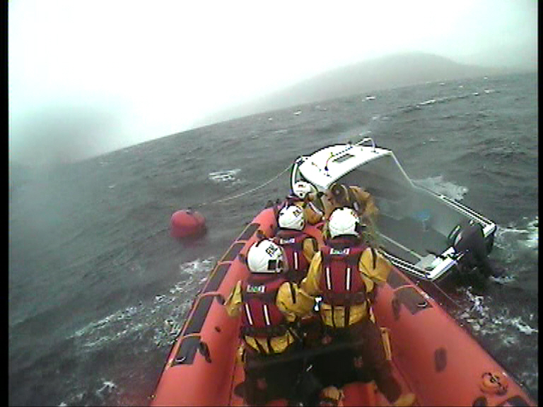 Kyle of Lochalsh RNLI rescues a man trapped on his boat off the west coast of Scotland