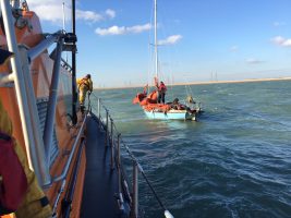 Dungeness RNLI is urging sailors to be properly equipped for the weather conditions after it rescued two people from a yacht which had blown out sails and no fuel.