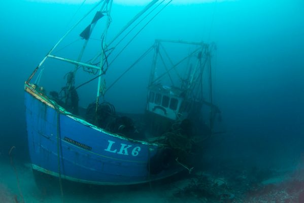 The Diamond after it sank in West Burra Firth in the Shetland Islands