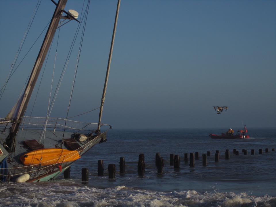 Stricken yacht in Happisburgh, Norfolk