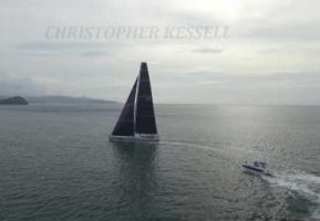 Rambler 88 sails in Rodney Bay, St Lucia to break the ARC crossing record