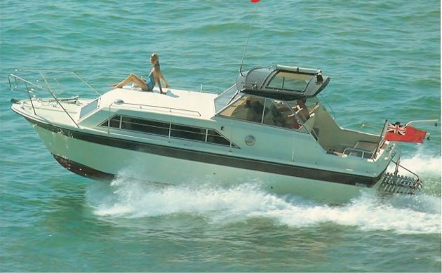 Motor yacht speeds along