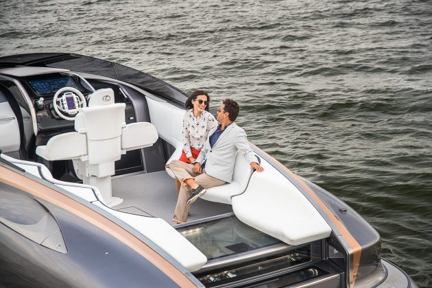 Couple on a motor yacht