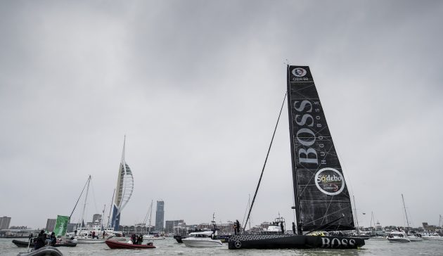 Hugo Boss along with other boats in Portsmouth