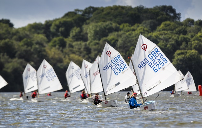 Youngsters sailing Optimist dinghies