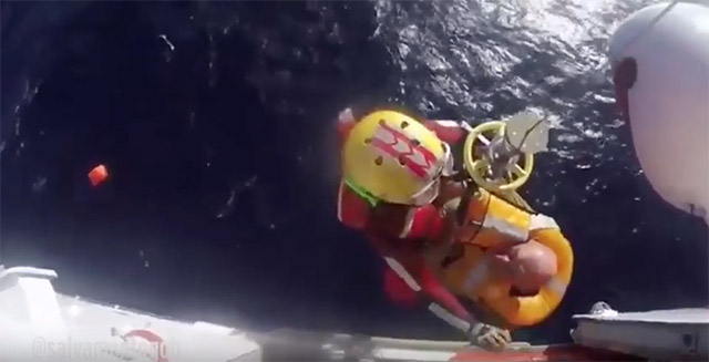 Rower winched to safety after his boat capsized in the Atlantic