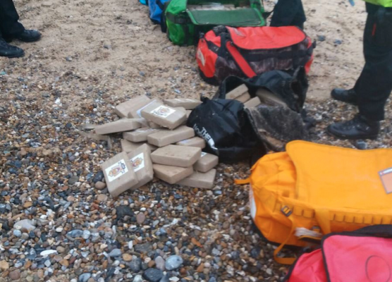Part of the 50m of cocaine which has washed up on two beaches in Norfolk