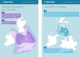 The weather expected on Thursday as Storm Doris hits the UK