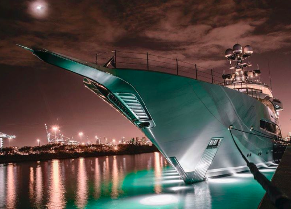 superyacht at night