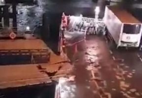 The Isle of Man ferry hit the pier at Douglas Harbour