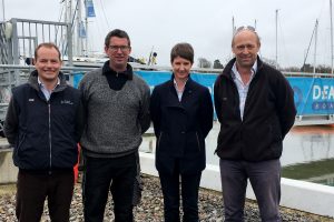 Representatives from Deacons Boatyard and Dean & Reddyhoff following the sale of Decons to the south coast marina operators