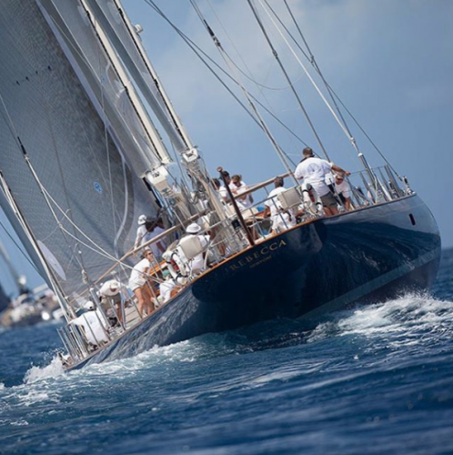 A sailing superyacht in the Caribbean