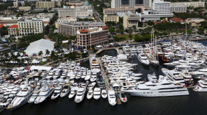 Motor yachts moored at Palm Beach, Florida